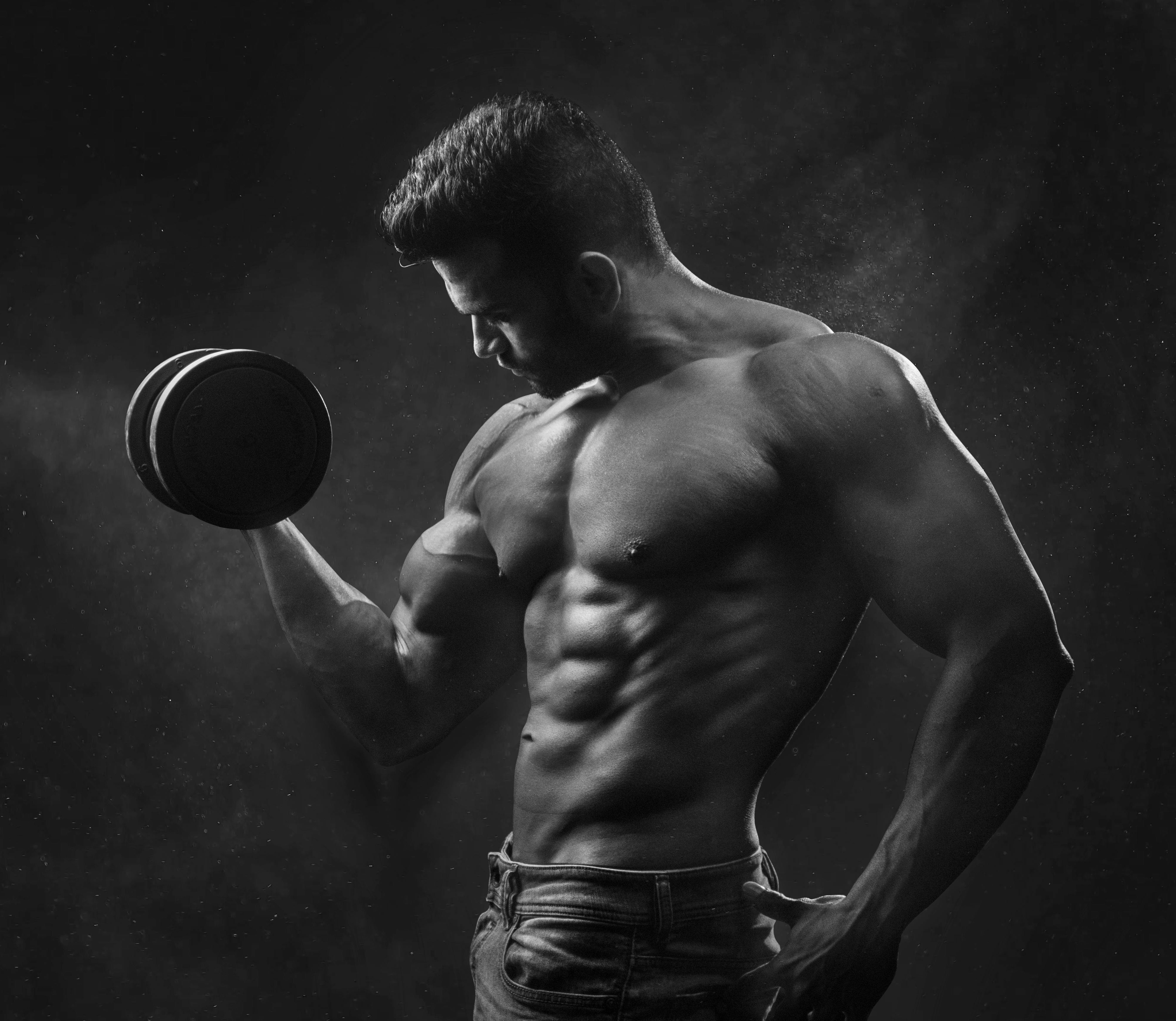 Trainer working out